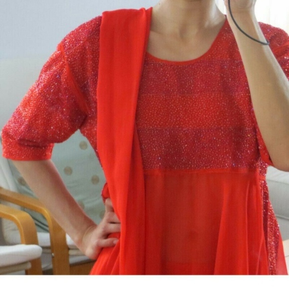 Red Lengha Indian outfit